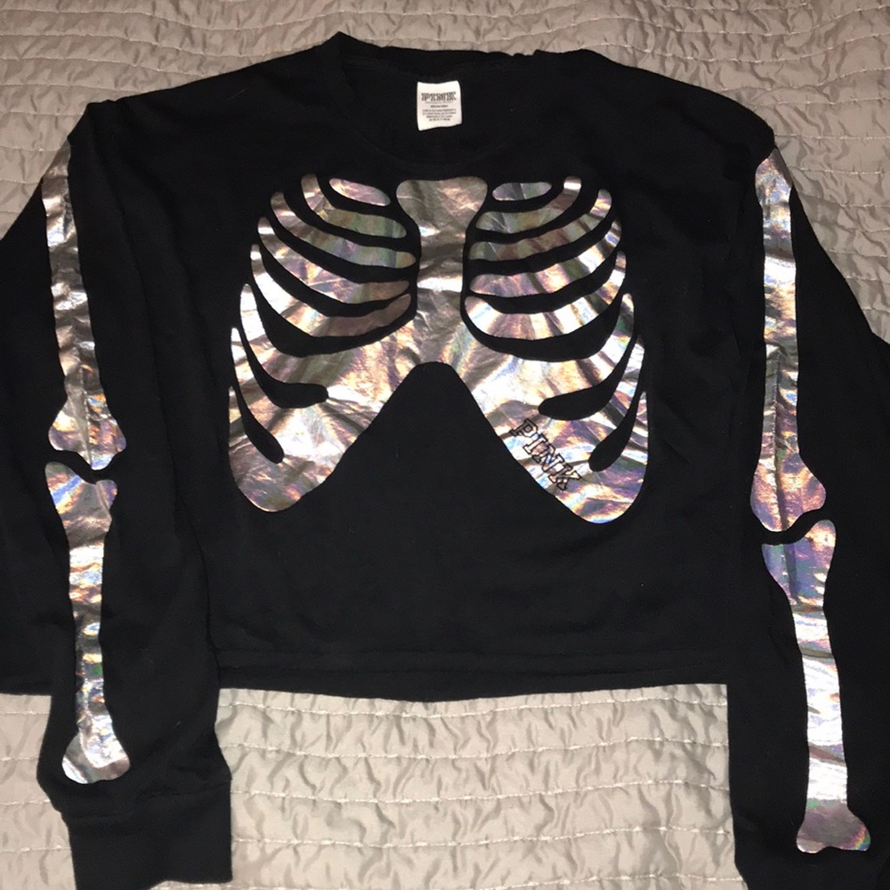 PINK skeleton crop long sleeve